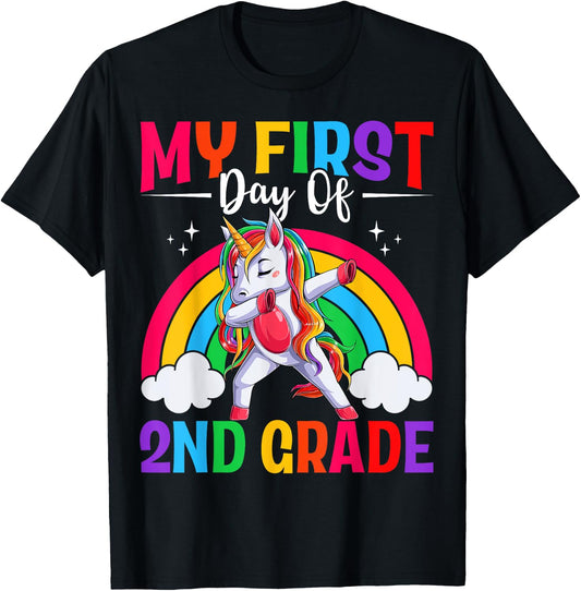 My First Day Of 2nd Grade Unicorn Second Grade Team Girls T-Shirt - T-Shirt | Black