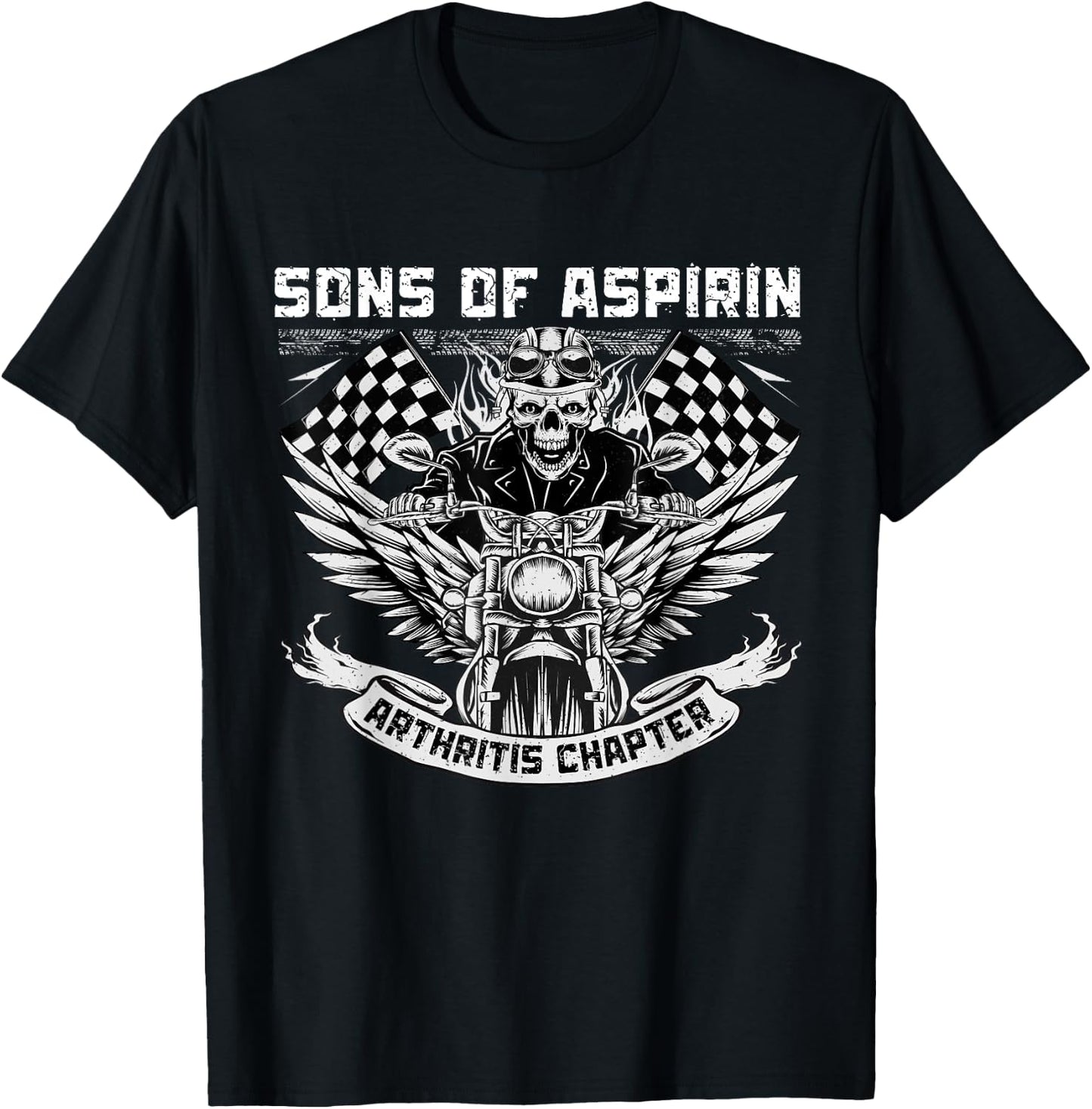 Sons Of Aspirin Arthritis Chapter Women Funny Biker T-Shirt - T-Shirt | Black
