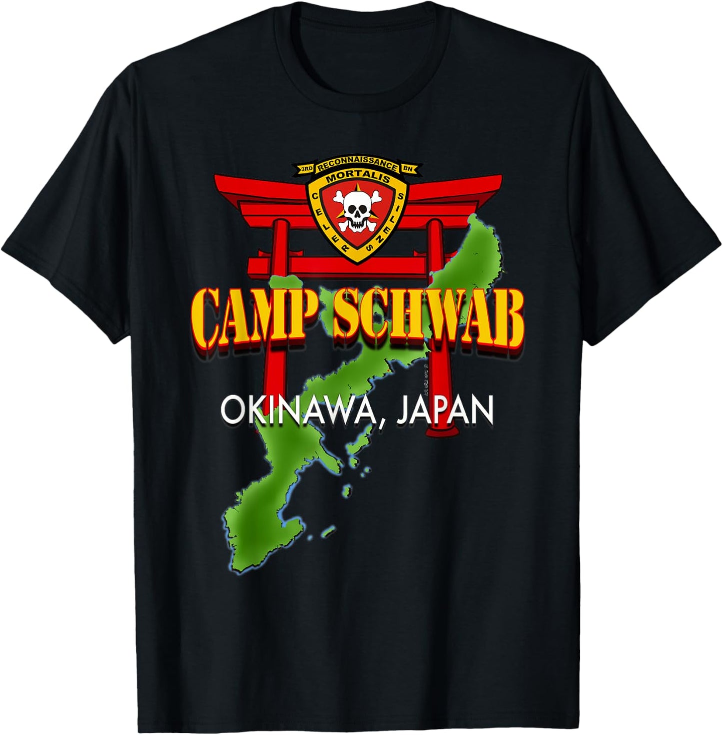 3D Reconnaissance Battalion Camp Schwab Okinawa T-Shirt - T-Shirt | Black