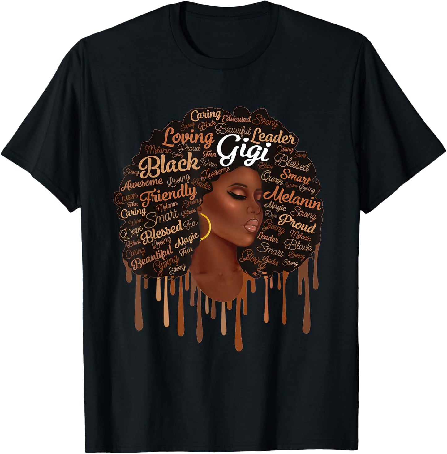 Melanin Black Queen Gigi African Woman Afro Mother’s Day T-Shirt - T-Shirt | Black