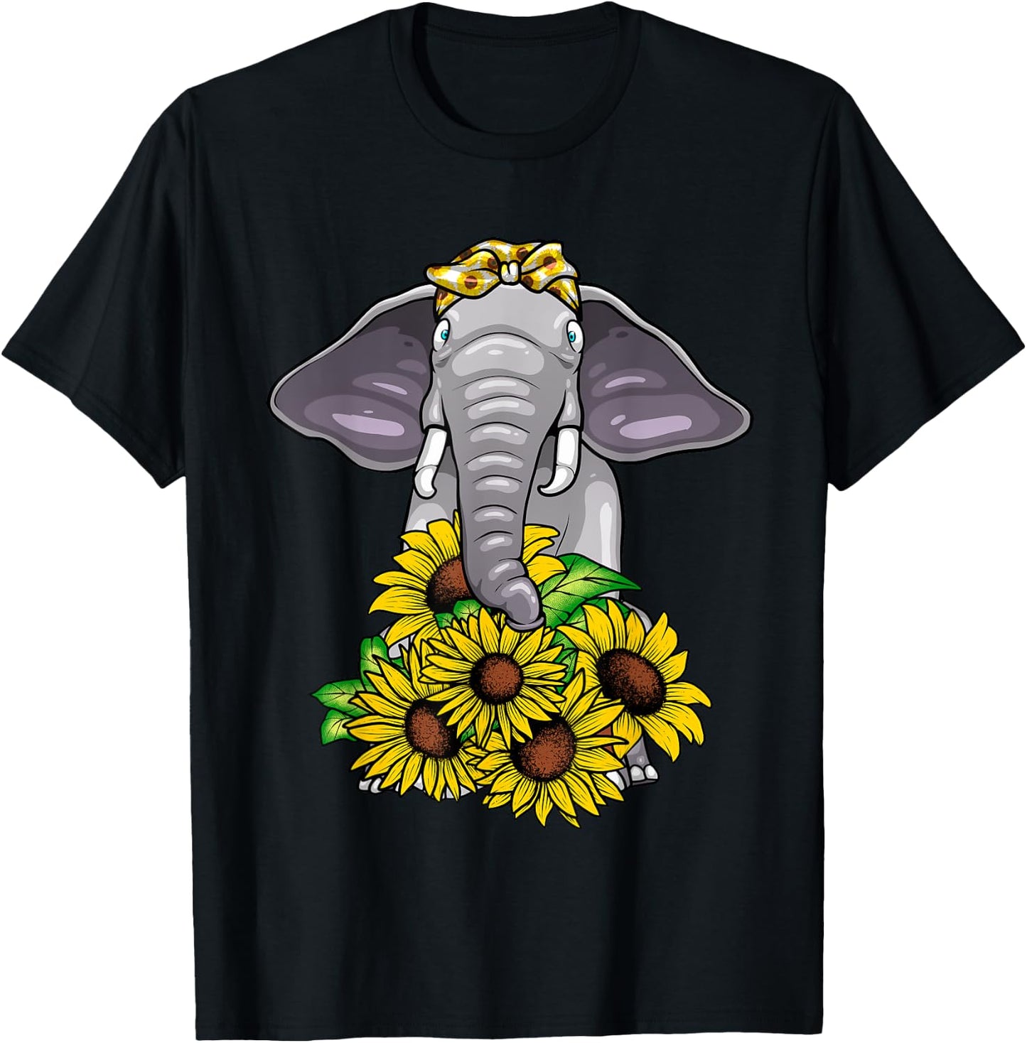 Cute Elephant Design Women Kids Elephant Zoo Animal T-Shirt - T-Shirt | Black