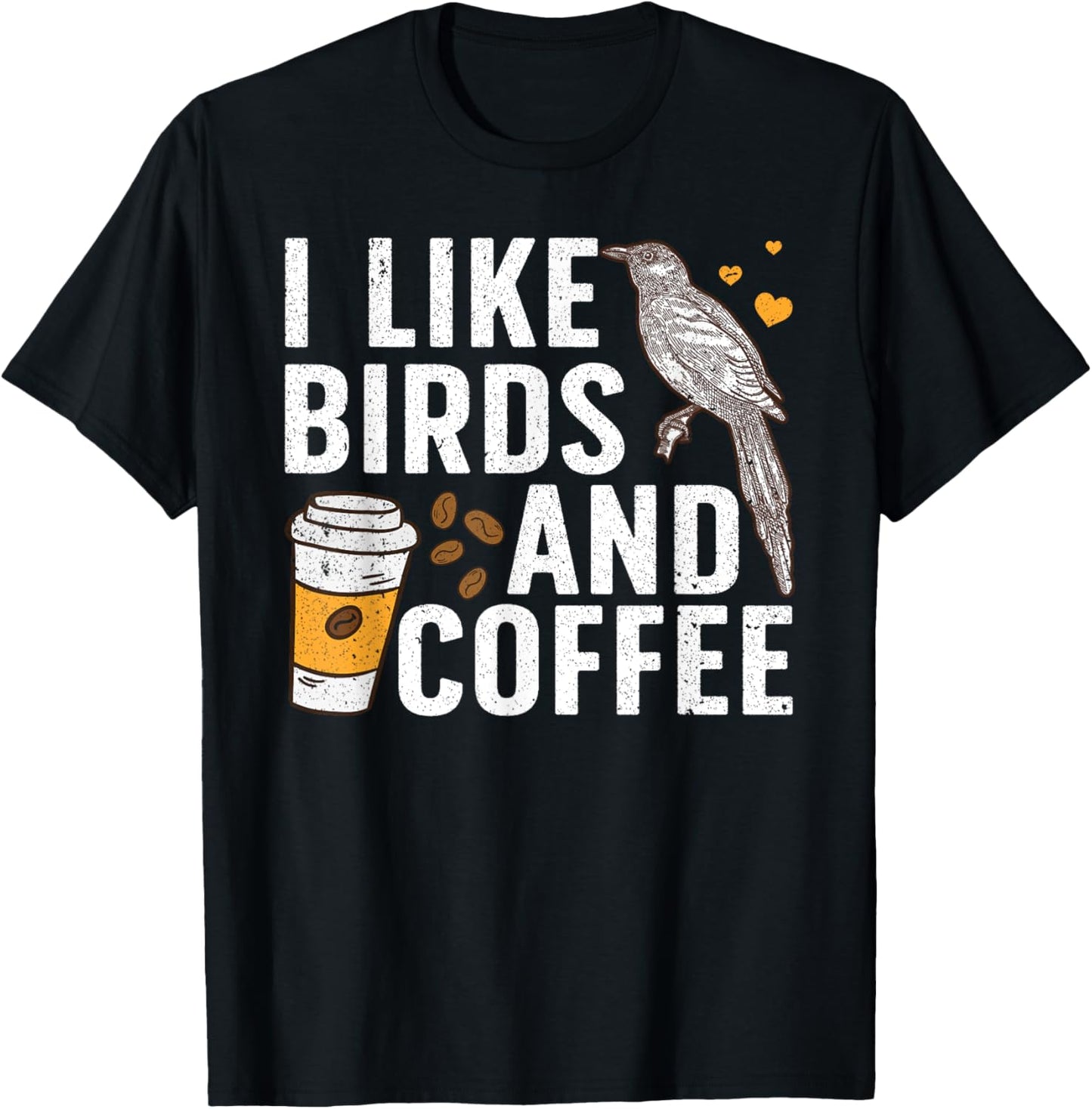 Funny Birds Coffee Design Women Bird Lover Coffee T-Shirt - T-Shirt | Black