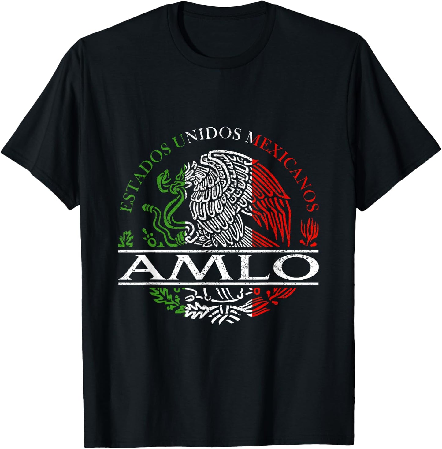 AMLO Aguila Mexicana Tricolor Mexican Eagle T-Shirt - T-Shirt | Black