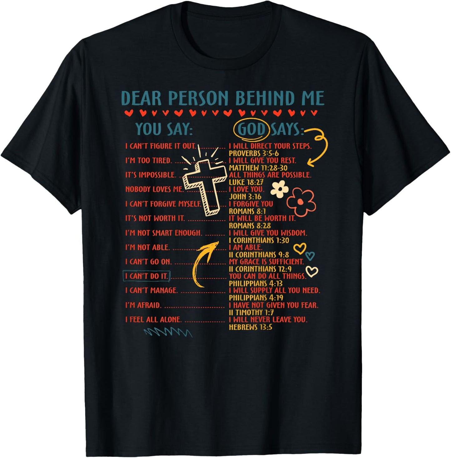 Dear Person Behind Me You Say God Says Inspiration Christian T-Shirt - T-Shirt | Black