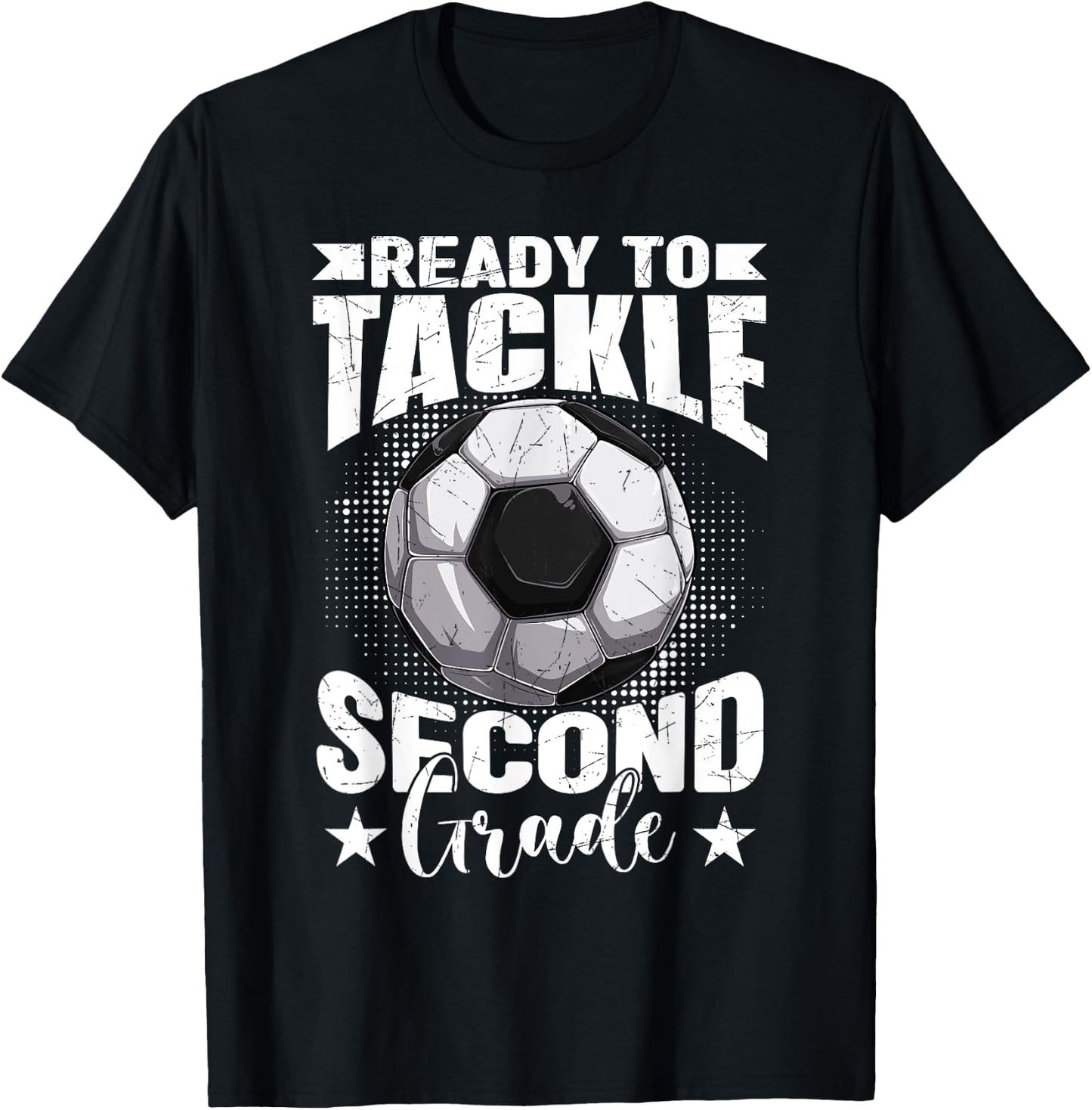 Ready To Tackle Second Grade Soccer Ball Back To School Boys T-Shirt - T-Shirt | Black