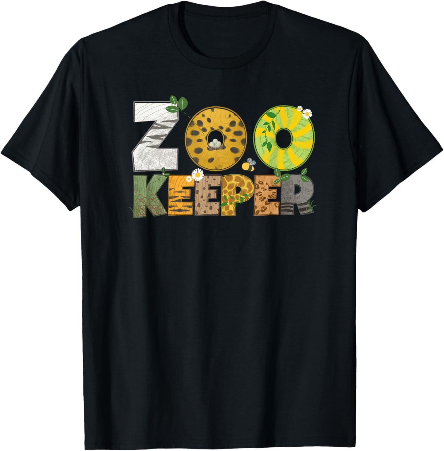Zoo Keeper African Savanna Wildlife Animal Print T-Shirt - T-Shirt | Black