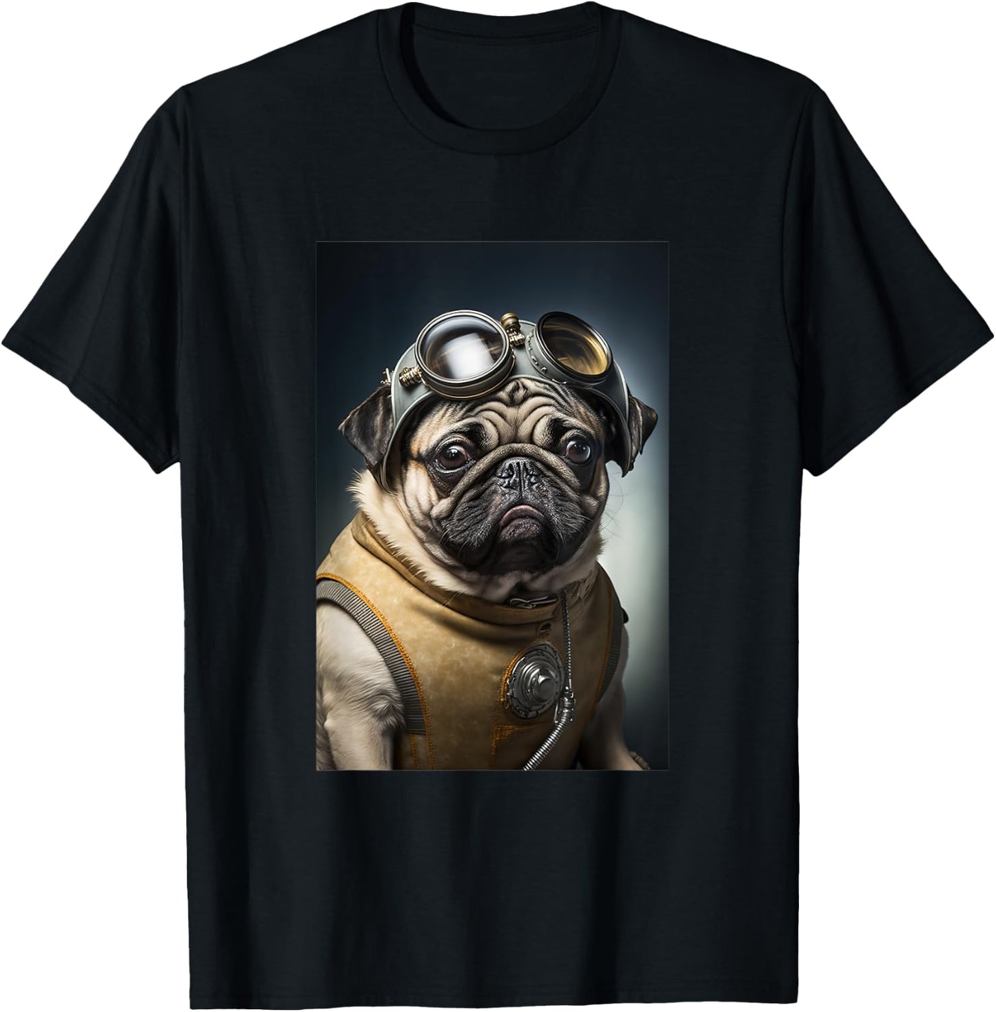 Space Smart Dog Kawaii Cute Pug PD Men Women Kids T-Shirt - T-Shirt | Black