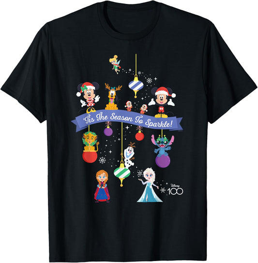 Disney 100 Christmas Holiday ‘Tis the Season to Sparkle! T-Shirt - T-Shirt | Black