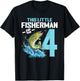 Boys Fishing Birthday Shirt 4 Year Old Boy Fisherman Kids T-Shirt - T-Shirt | Black