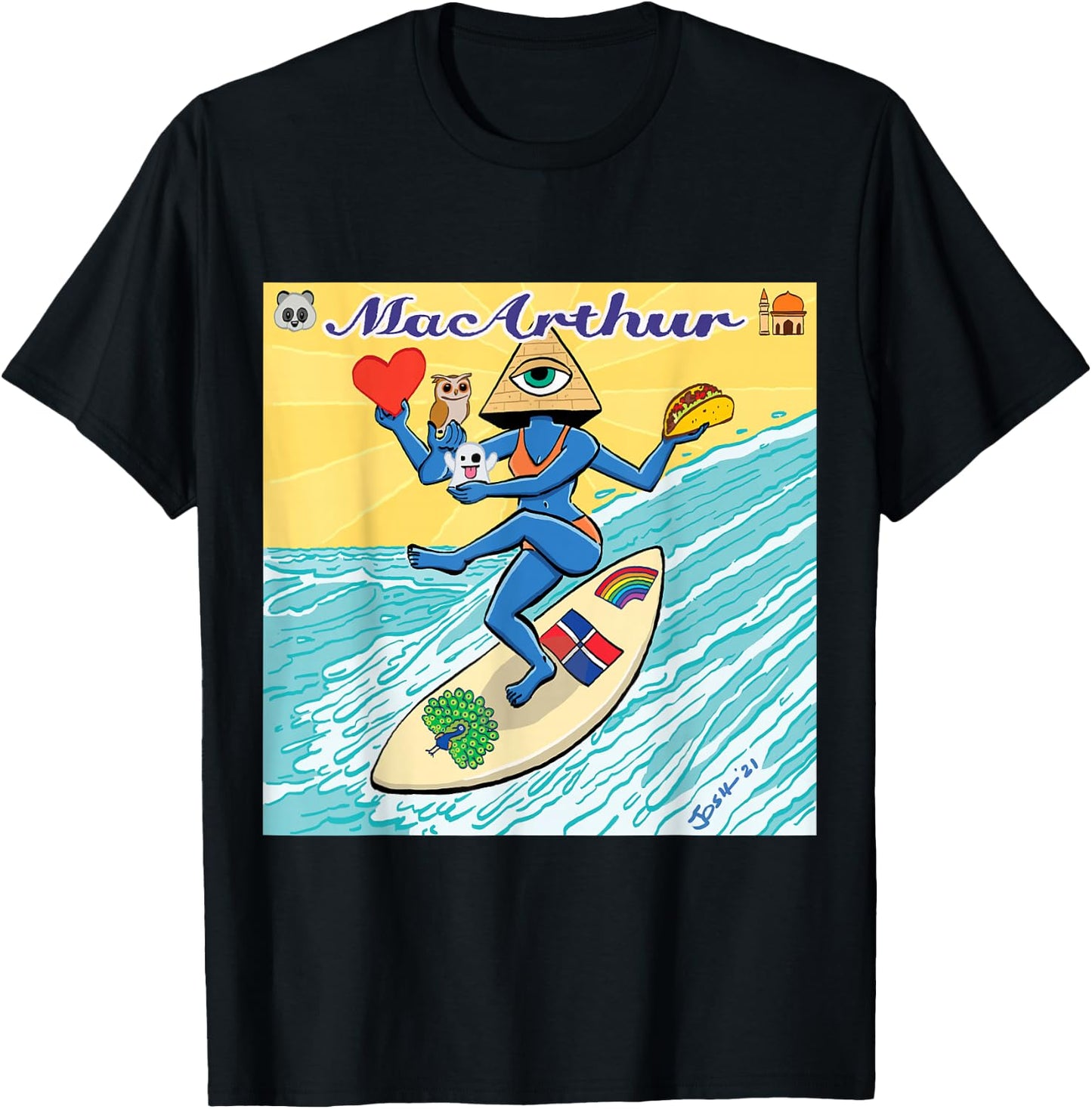 MacArthur - Surfing Pyramid Text Goddess T-Shirt - T-Shirt | Black
