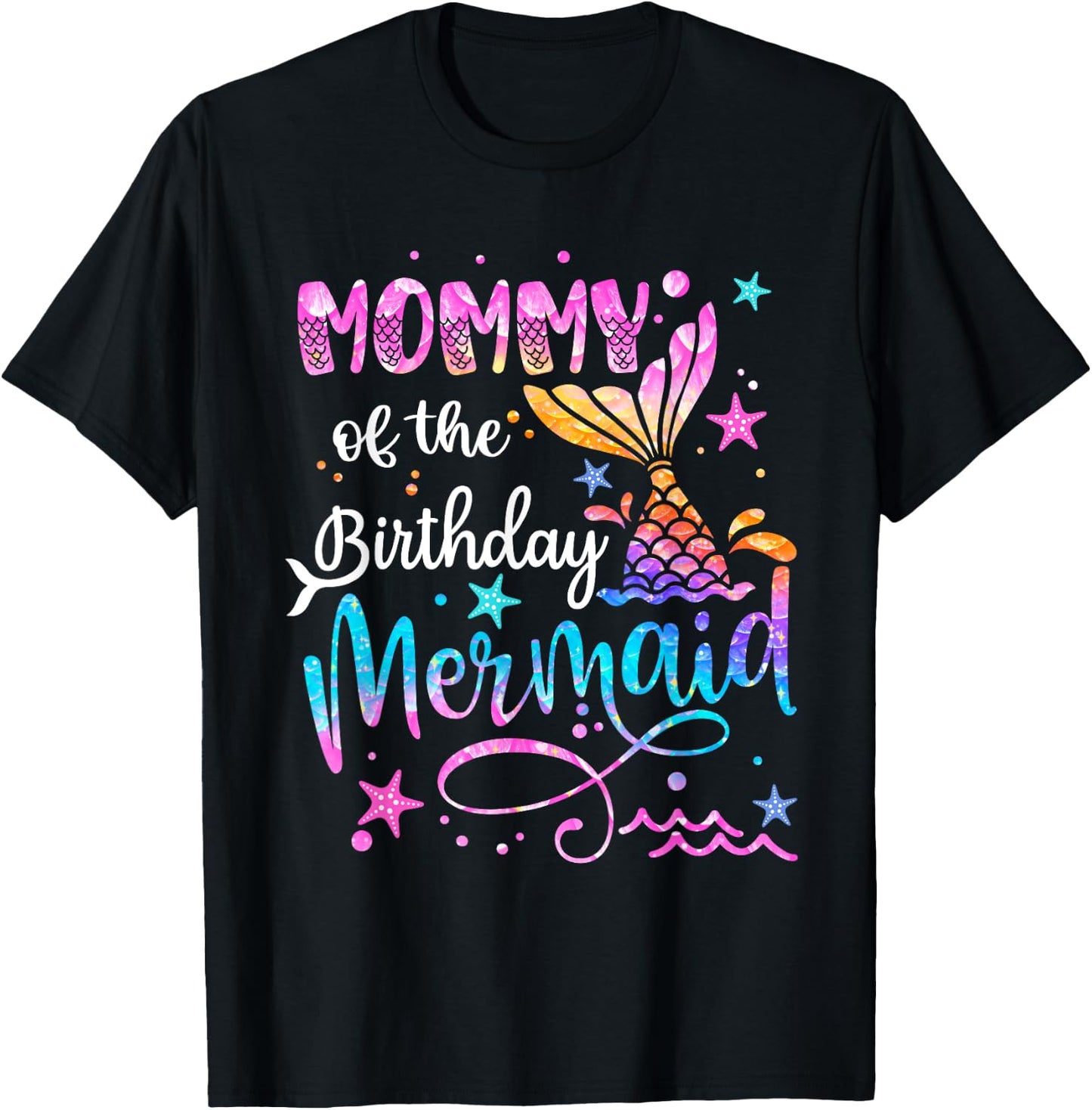 Mommy Of The Birthday Mermaid Matching Family 1st Birthday T-Shirt - T-Shirt | Black