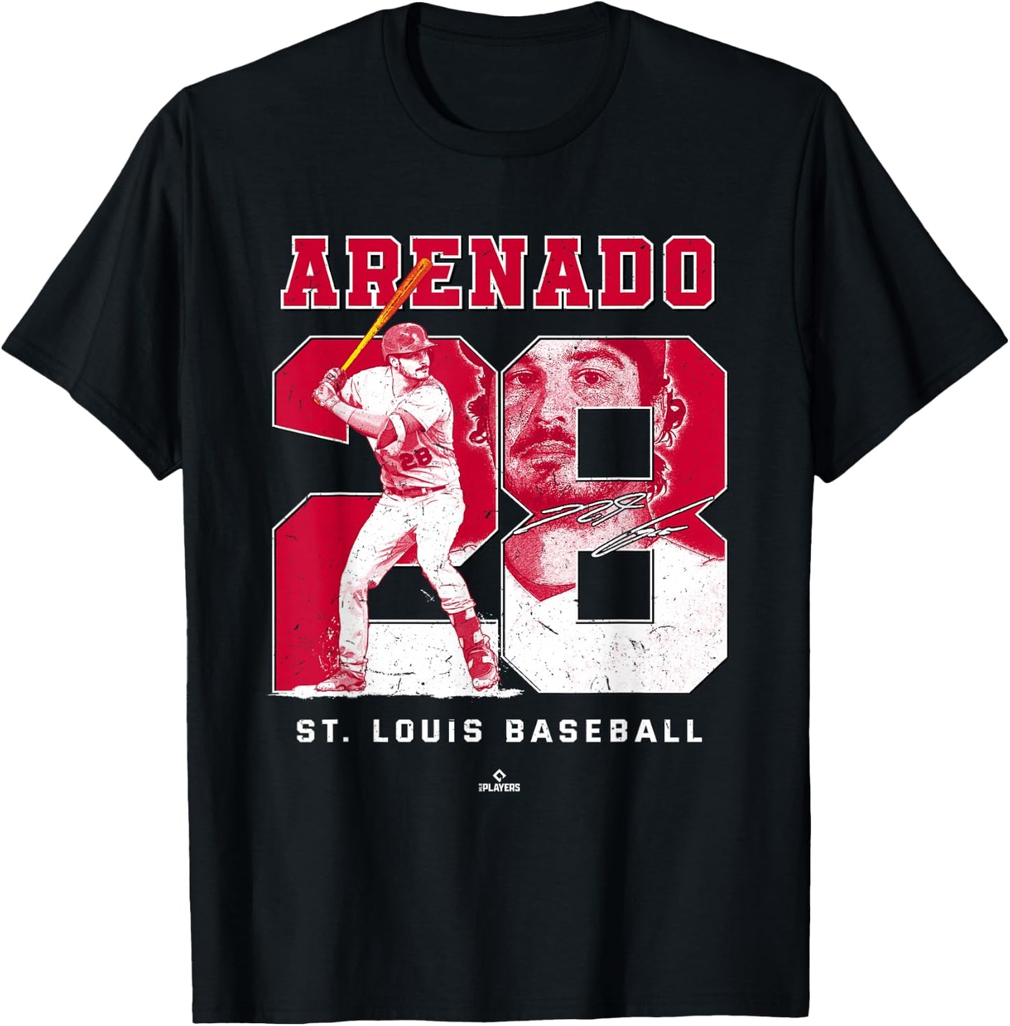 BallPark MVP -Adults Black Cotton Short Sleeve - Number and Portrait Nolan Arenado St Louis MLBPA - Small T-Shirt - T-Shirt | Black