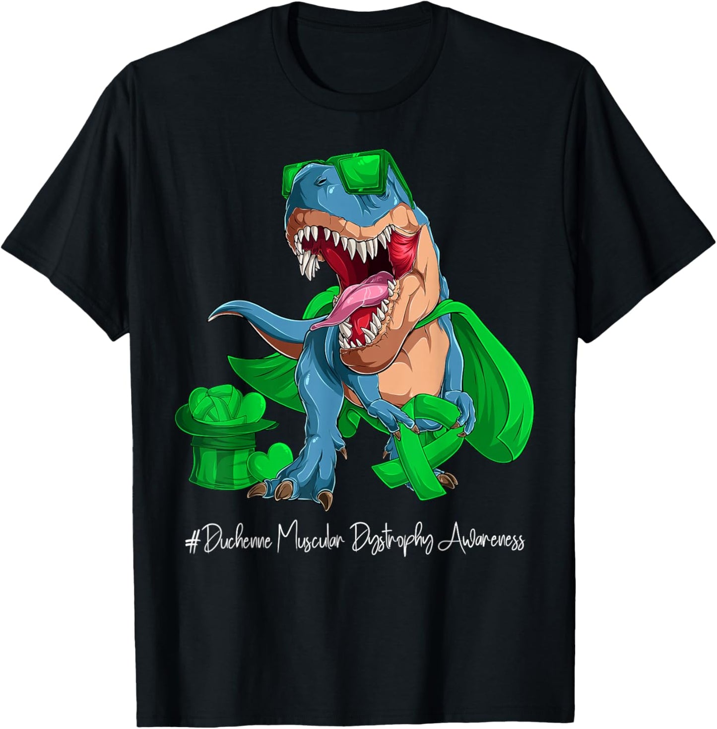 Duchenne Muscular Dystrophy Awareness Month Green Ribbon T-Shirt - T-Shirt | Black
