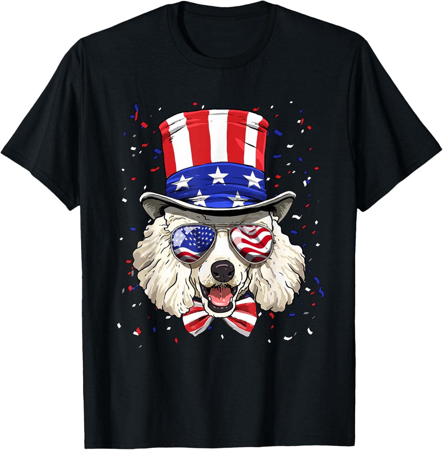 4th of July Patriotic Poodle Merica USA Flag Poodle Lover T-Shirt - T-Shirt | Black