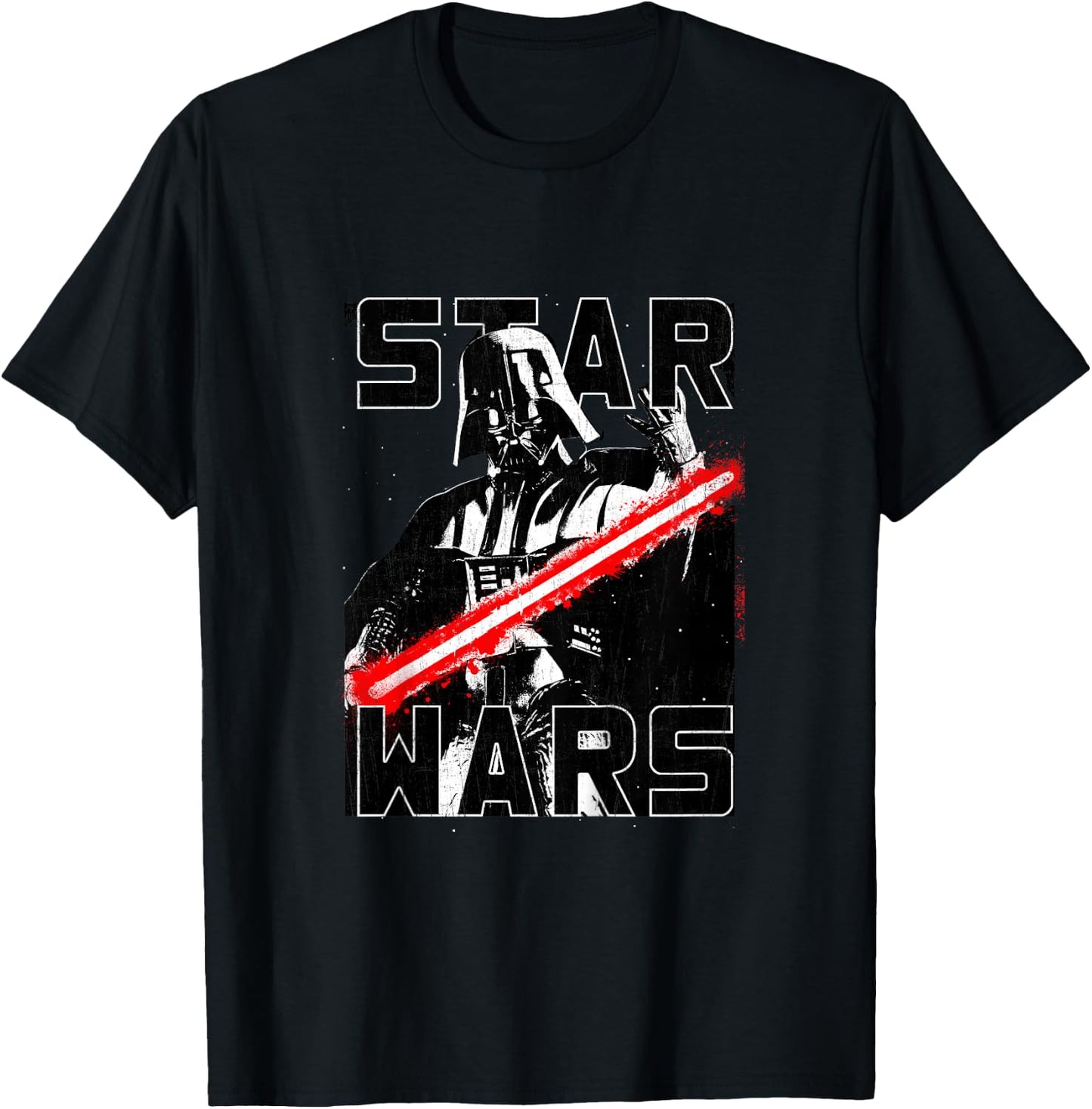 Kids Star Wars Classic Distressed Darth Vader Retro Lightning T-Shirt - T-Shirt | Black