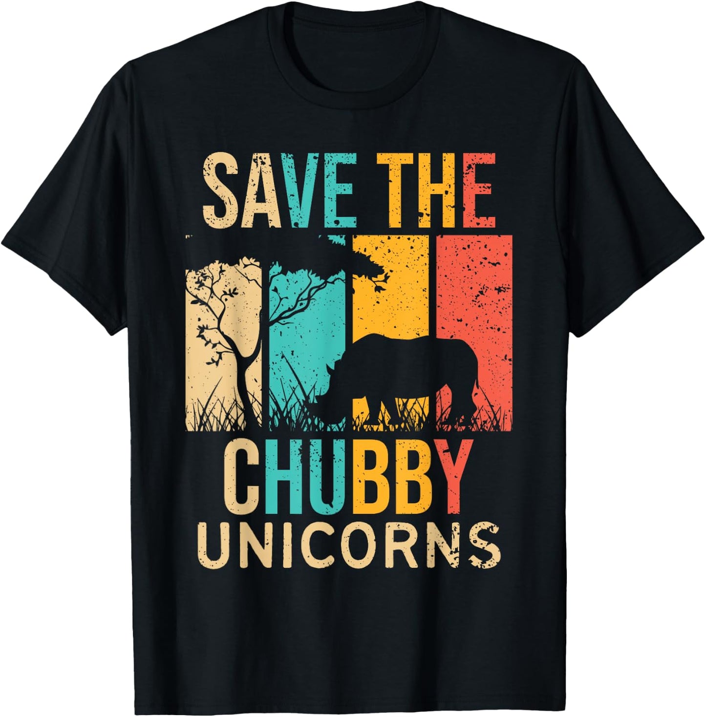 Save the Chubby Unicorns - Rhino Fat Unicorn Rhinoceros T-Shirt - T-Shirt | Black