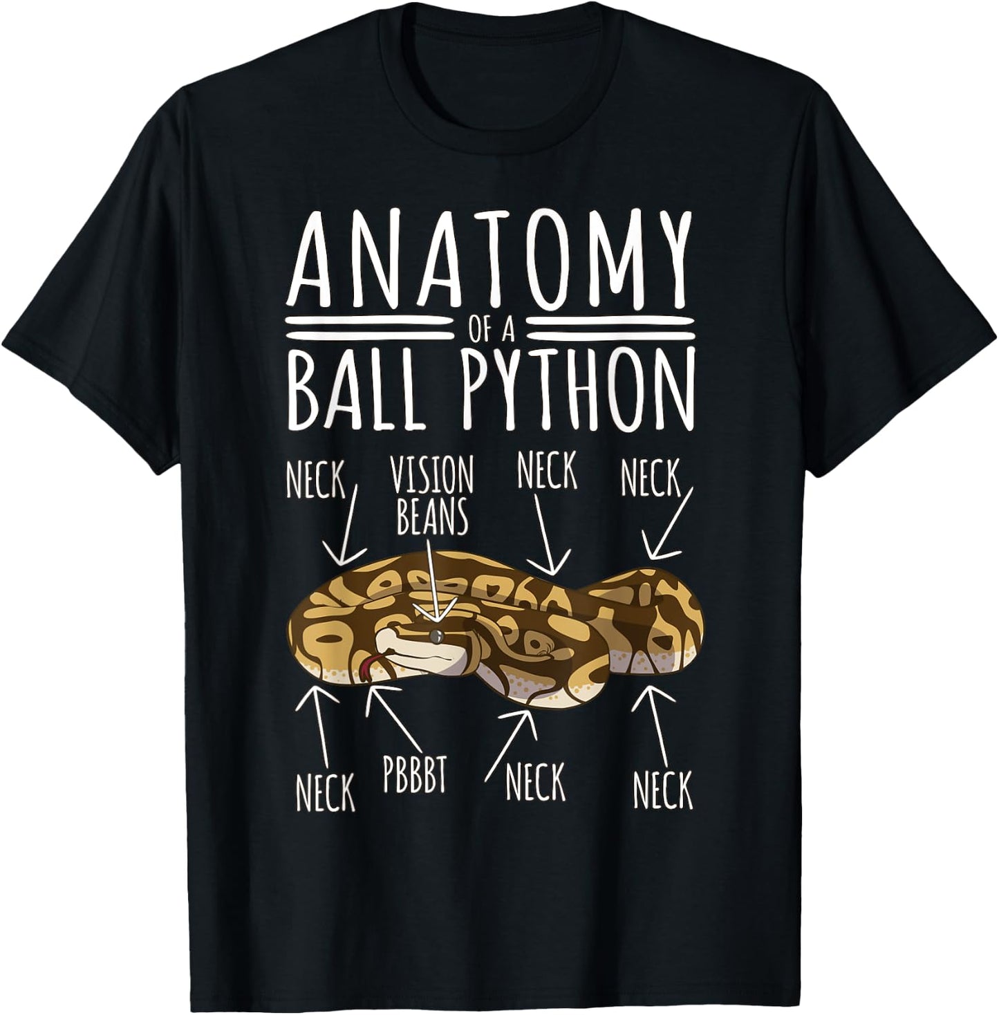 Python Snake Owner - Anatomy Of A Ball Python T-Shirt - T-Shirt | Black