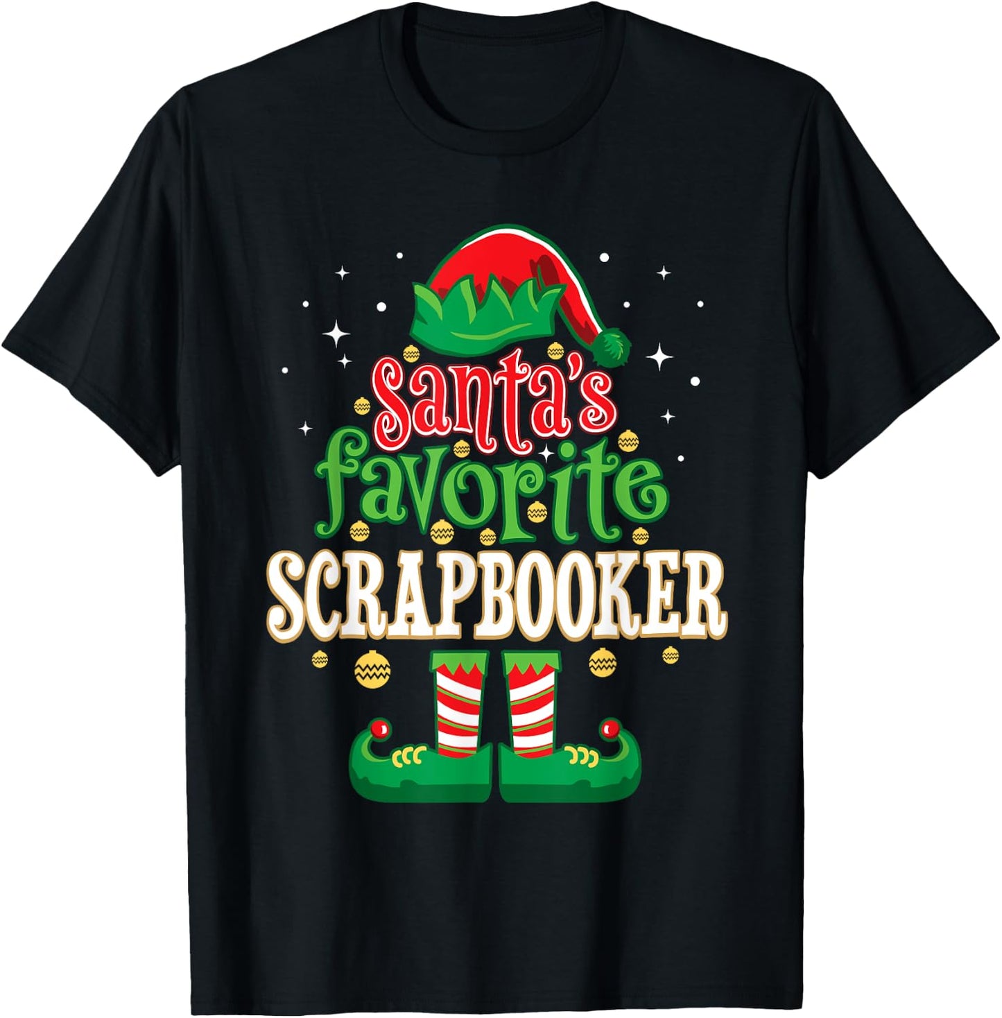 Santa's Favorite Scrapbooker Christmas Matching Scrapbooking T-Shirt - T-Shirt | Black