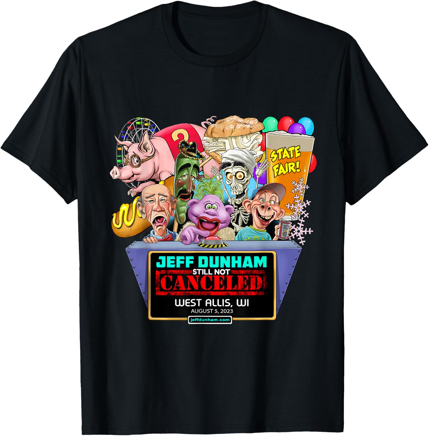 Jeff Dunham West Allis, WI (2023) T-Shirt - T-Shirt | Black