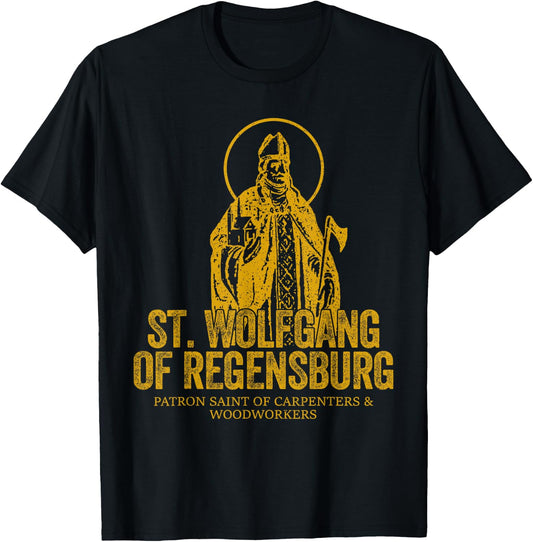 Catholicism Gold St. Wolfgang Of Regensburg Christian Saint T-Shirt - T-Shirt | Black