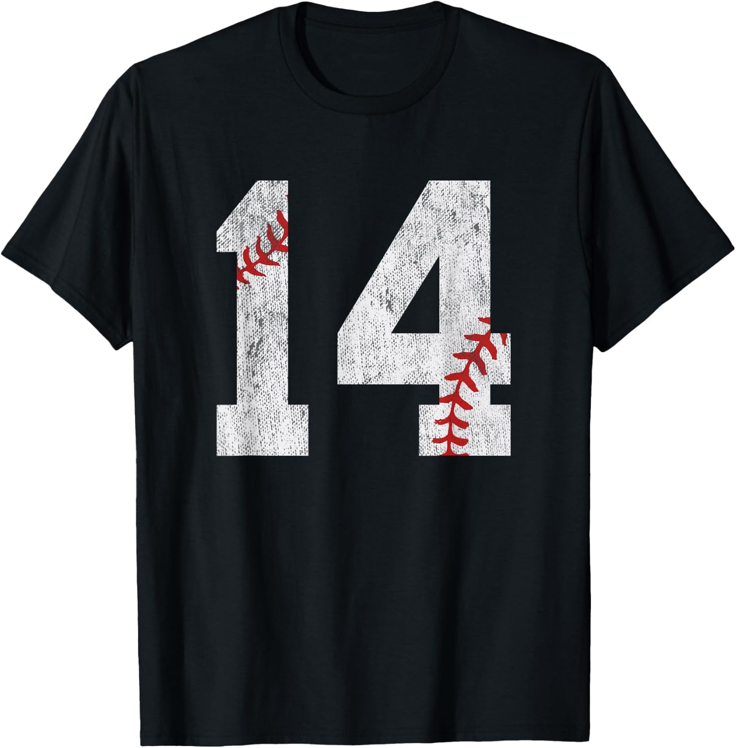 Number #14 Vintage 14th Birthday Baseball Lover 14 Years Old T-Shirt - T-Shirt | Black