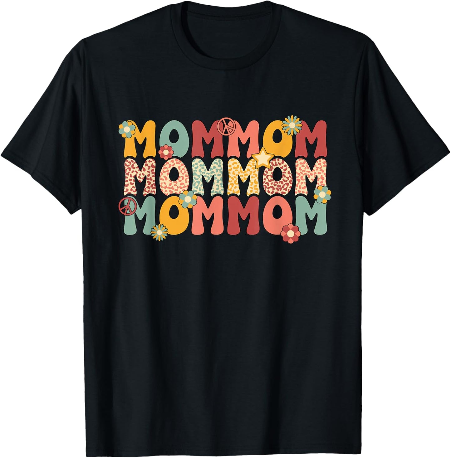 Mommom Grandma Groovy Mommom Grandmother T-Shirt - T-Shirt | Black