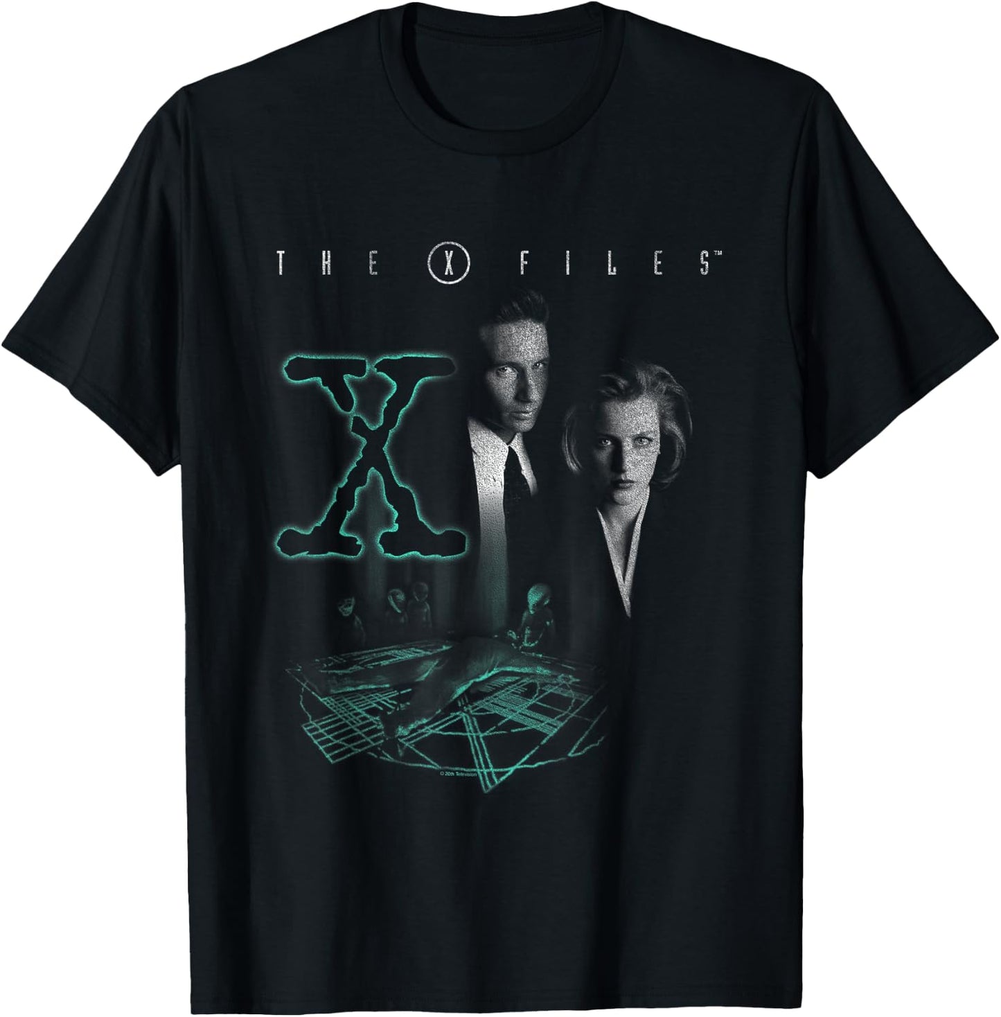 X-Files Mulder & Scully Glowing Logo T-Shirt - T-Shirt | Black