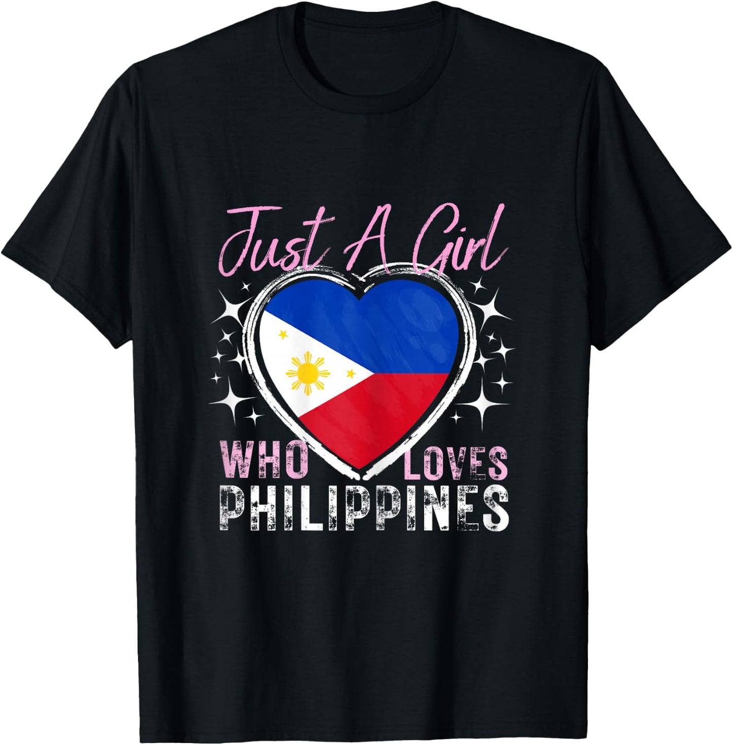Just A Girl Who Loves Philippines Heart Flag for Girls T-Shirt - T-Shirt | Black