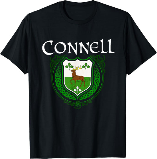 Connell Surname Irish Clan Tartan Badge Ireland T-Shirt - T-Shirt | Black