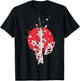 Kitsune Mask Nine-Tailed Cherry Blossom Flowers Katana T-Shirt - T-Shirt | Black