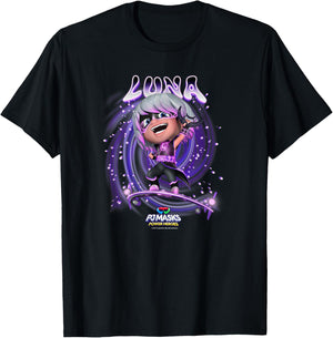 PJ Masks Luna Girl Celestial Ride Magic Villain Logo T-Shirt - T-Shirt | Black