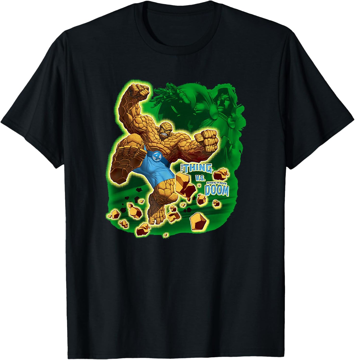 Marvel Fantastic Four The Thing Vs Doctor Doom Vintage T-Shirt - T-Shirt | Black