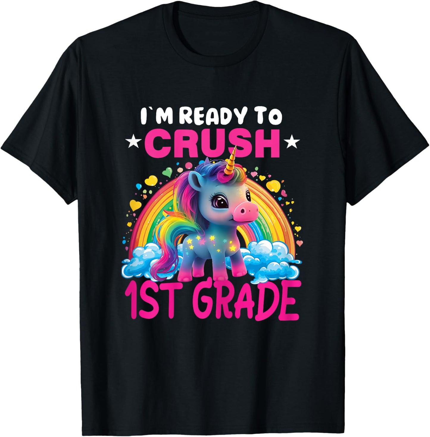 Crush 1st Grade Dabbing Unicorn Back to School Girls Gift T-Shirt - T-Shirt | Black