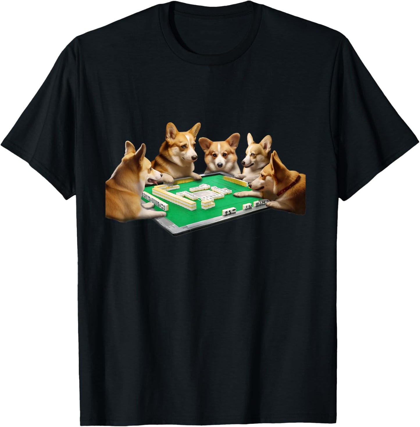 Corgi Dog Mahjongg Funny Dog Letter Men's Funny Clothes Funny Goods Present Neta Jakushi T-Shirt - T-Shirt | Black
