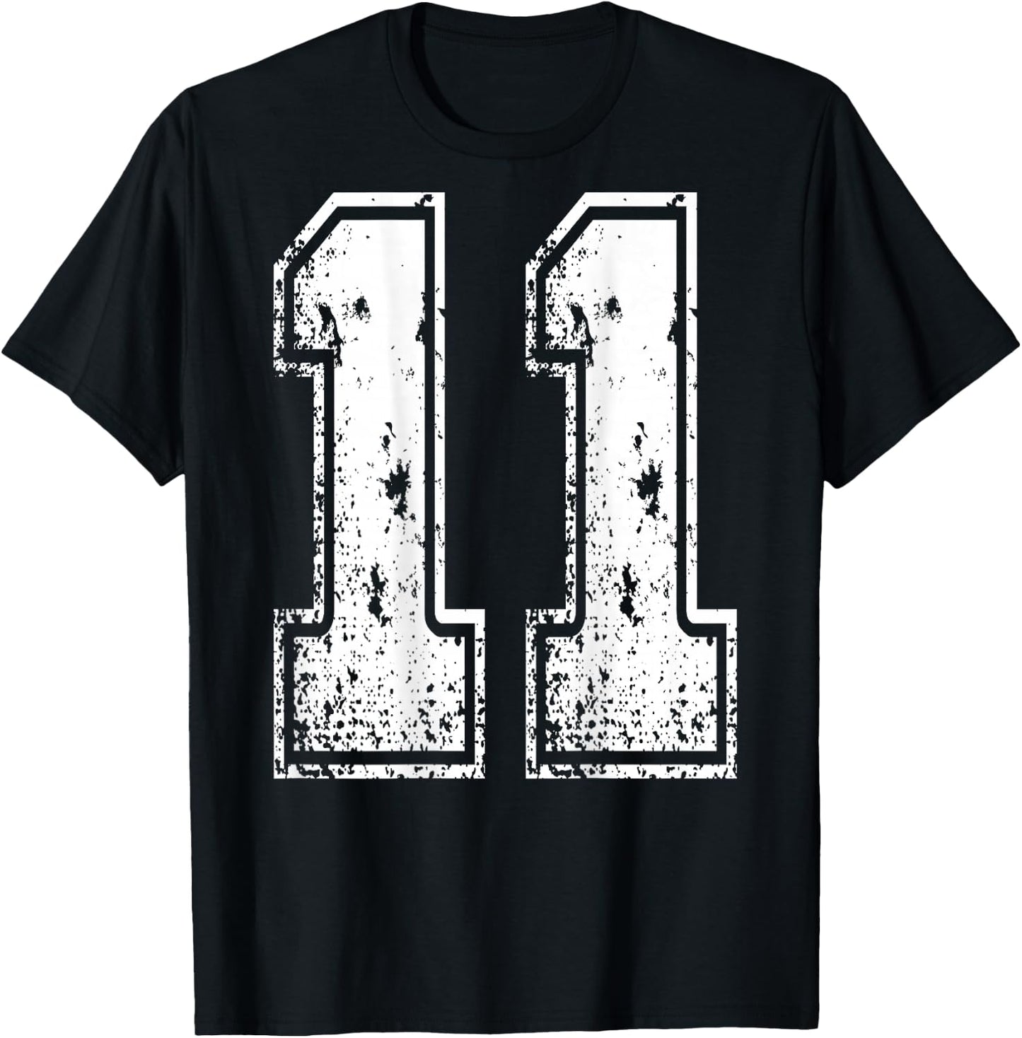 Number 11 Print On Back of Shirt Number 11 Numbered T-Shirt - T-Shirt | Black