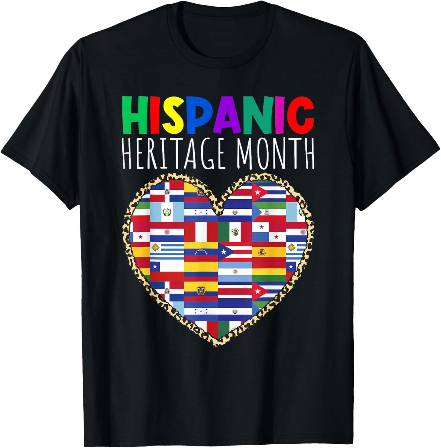 Hispanic Heritage Month Mexican Latino Flag All Countries T-Shirt - T-Shirt | Black