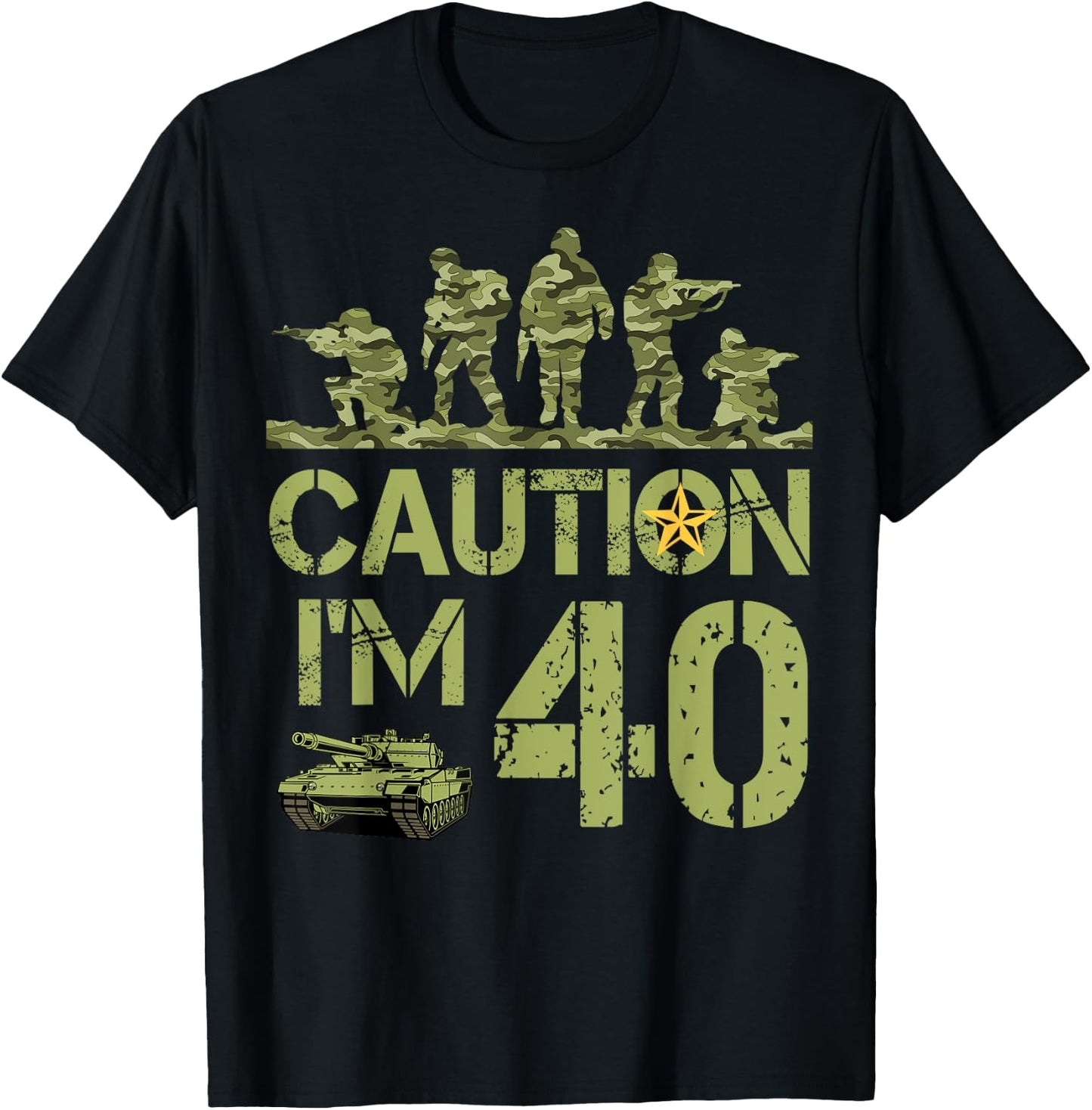 40th Birthday Military I'm 40 Year Old Camo 40 Birthday T-Shirt - T-Shirt | Black