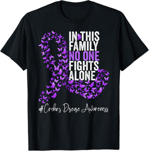 Crohn's Disease Awareness Month Purple Ribbon T-Shirt - T-Shirt | Black