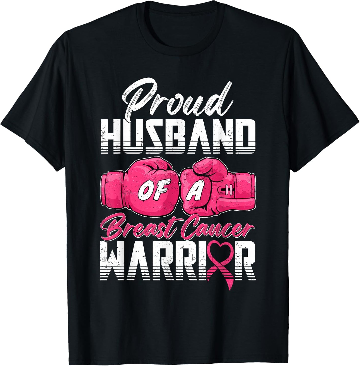 Proud Husband Of A Breast Cancer Warrior Cancer Survivor T-Shirt - T-Shirt | Black