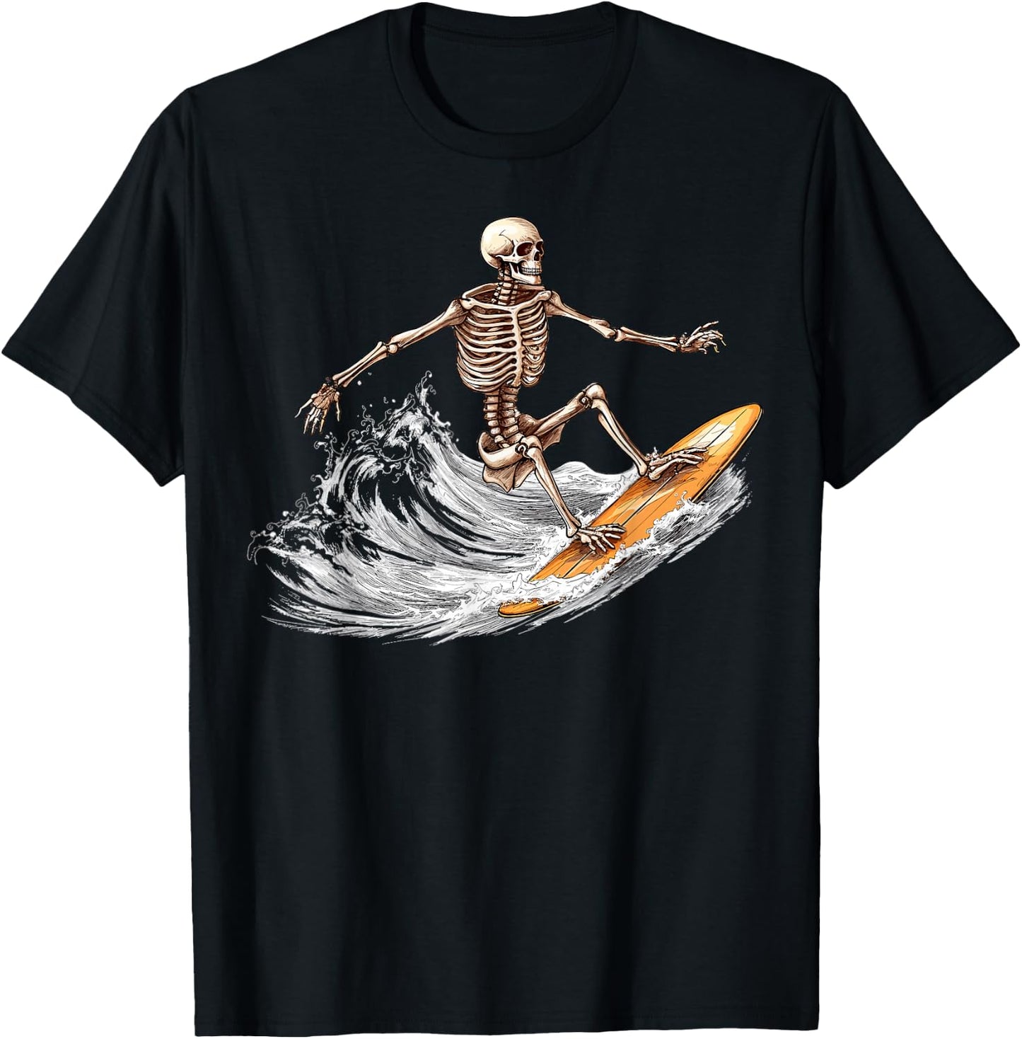 Skeleton Surfer Surfboard Beach Summer Surf Surfing Men Women Kids T-Shirt - T-Shirt | Black