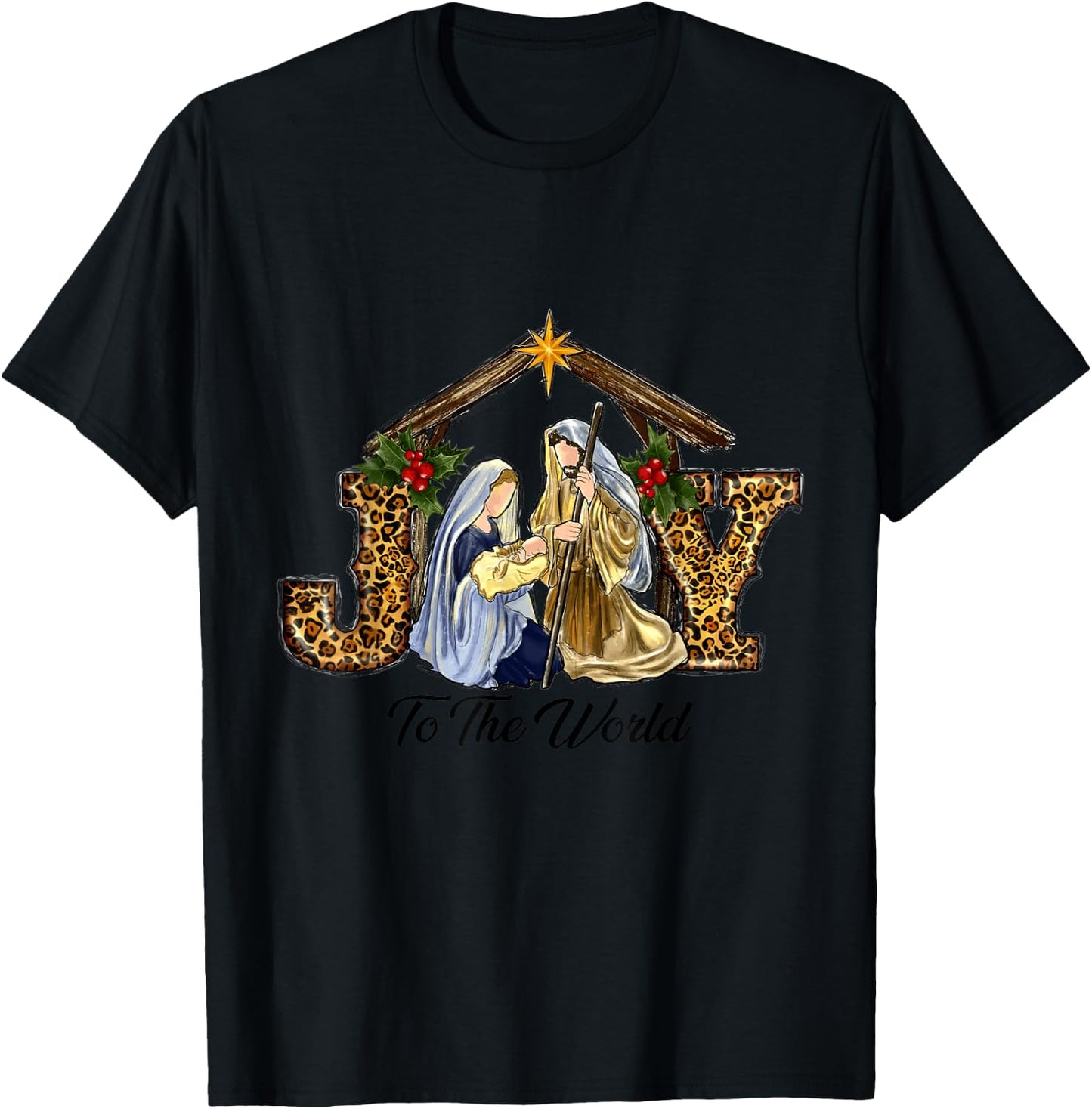 Christmas Joy To The World Baby Jesus Religious Christian T-Shirt - T-Shirt | Black