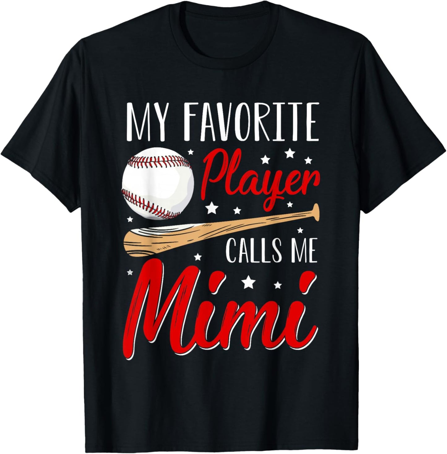 Baseball My Favorite Player Calls Me Mimi Heart Grandma T-Shirt - T-Shirt | Black