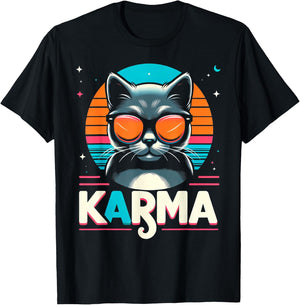 Karma Cat Women Girls Kids T-Shirt - T-Shirt | Black