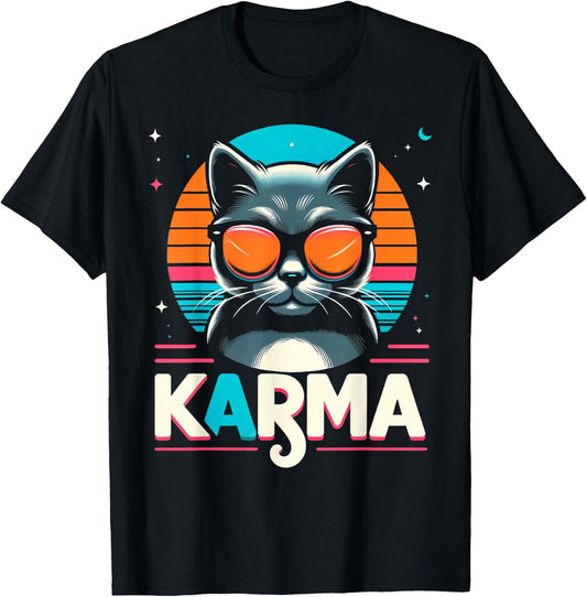 Karma Cat Women Girls Kids T-Shirt - T-Shirt | Black