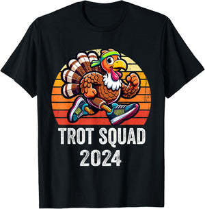 Thanksgiving Turkey Trot Squad 2024 Running Turkey Trot T-Shirt - T-Shirt | Black