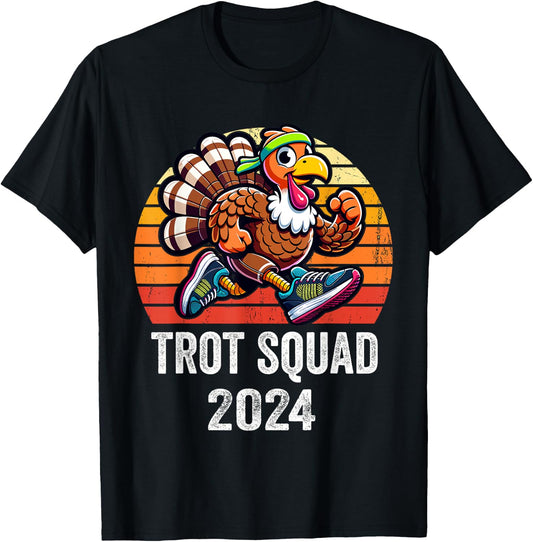 Thanksgiving Turkey Trot Squad 2024 Running Turkey Trot T-Shirt - T-Shirt | Black