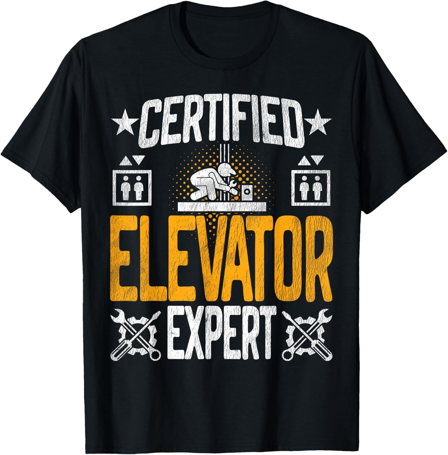 Certified Elevator Mechanic Expert - Elevator Inspector T-Shirt - T-Shirt | Black