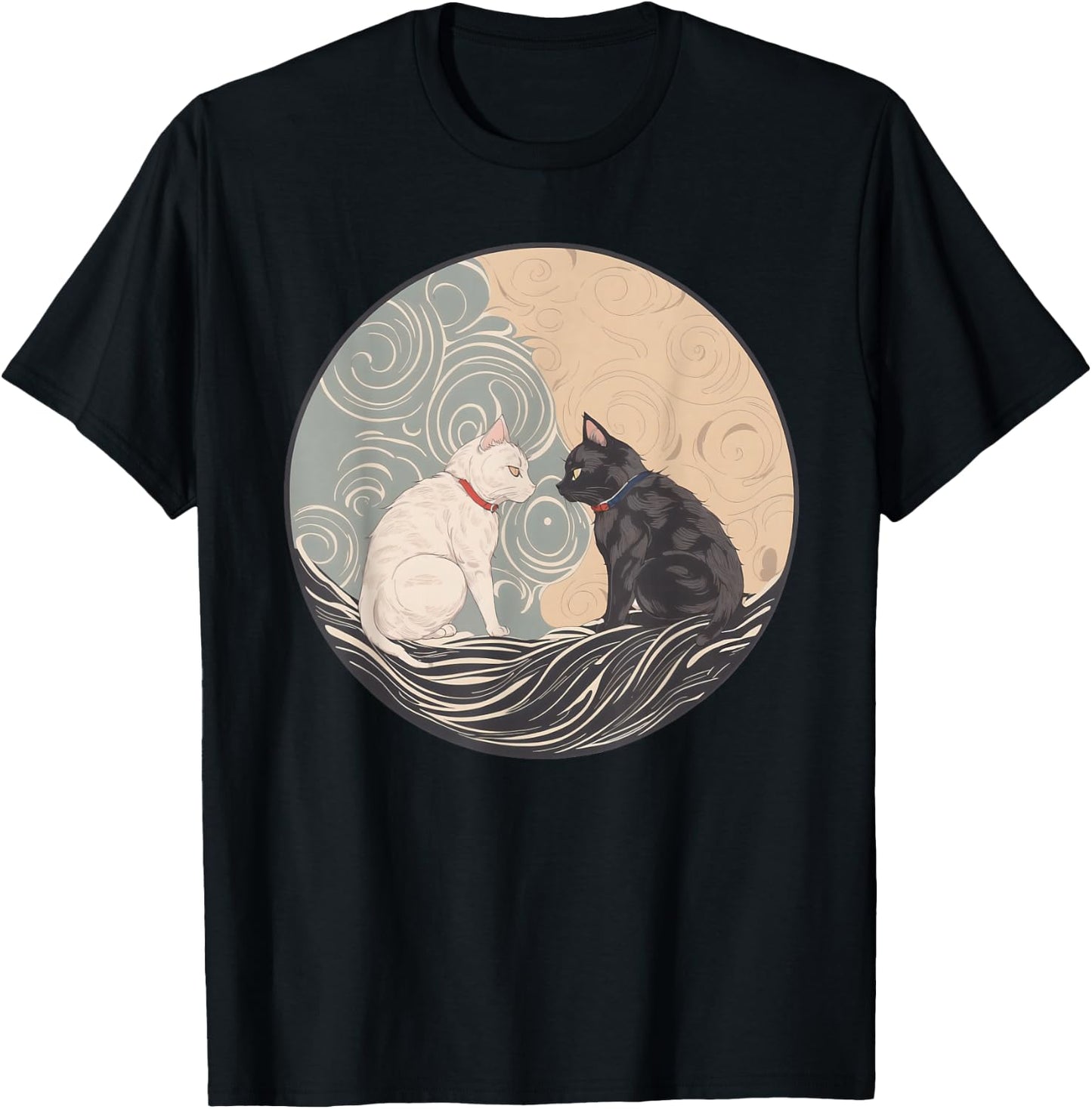 Ukiyo-e Cats T-Shirt - T-Shirt | Black