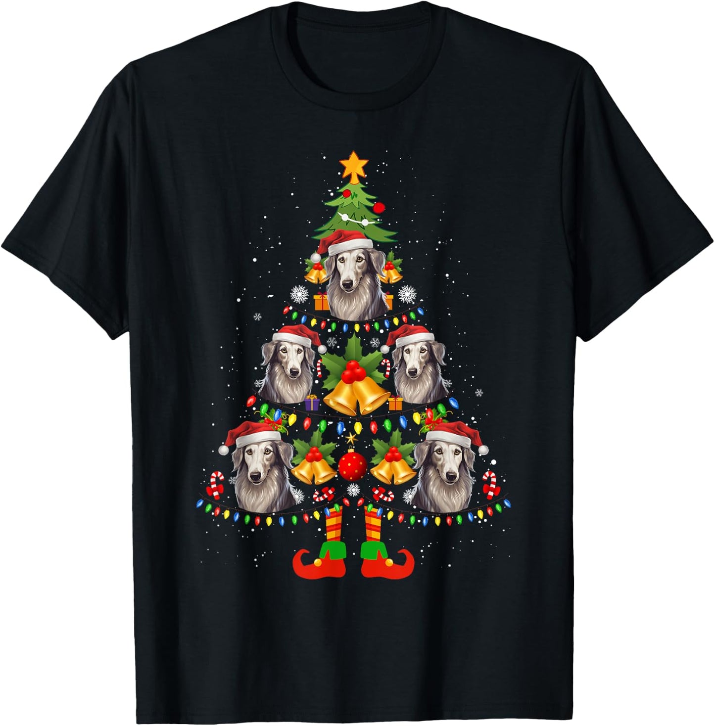 Silken Windhound Christmas Tree Gifts Funny Xmas Dog Lover Men Women T-Shirt - T-Shirt | Black