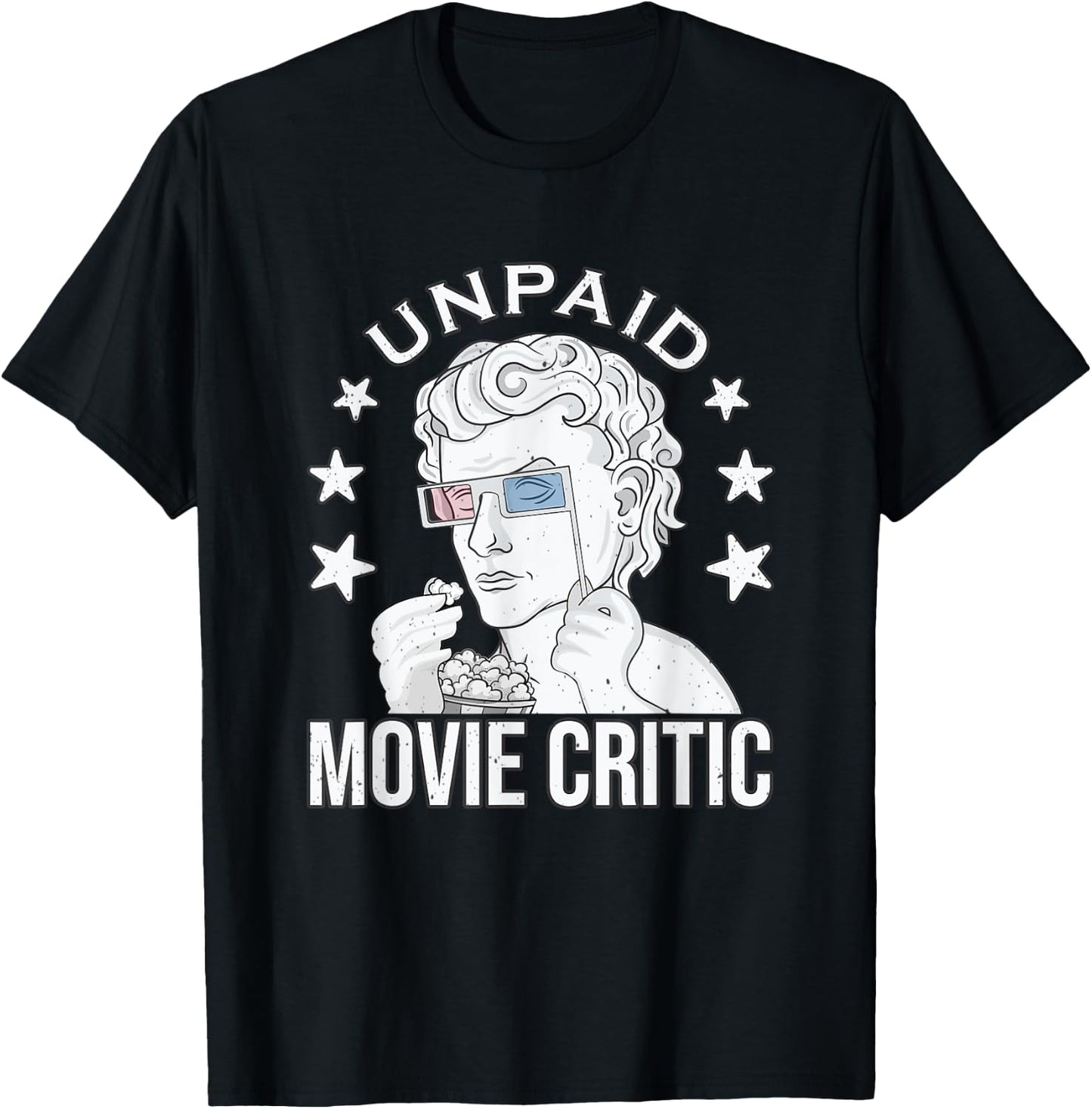 Unpaid Movie Critic white vintage Movie lover Movie quote T-Shirt - T-Shirt | Black